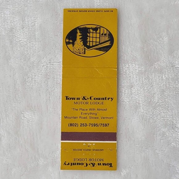 Vintage Matchbook Cover Town & Country Motor Lodge Stowe VT Vermont - Picture 4 of 5